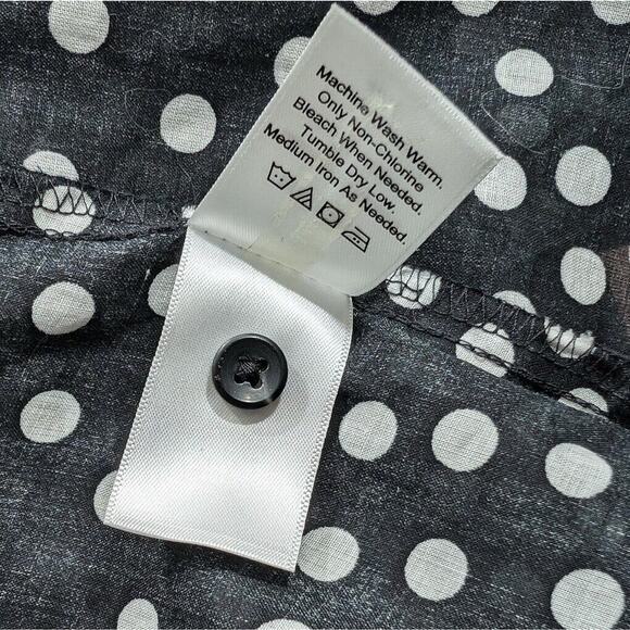 Coldwater Creek Blouse Black White Polka Dots Top Shirt Semi-Sheer Size 14 - Picture 7 of 7